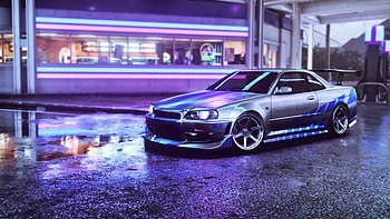 Cyberpunk style, Fast and Furious Skyline HD wallpaper