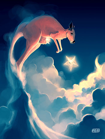 Sky, Art, Stars, Clouds, Kangaroo HD phone wallpaper