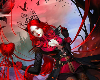 Fantasy Girl, fantasy, art, red, heart, woman HD wallpaper