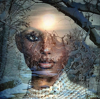 Dark winter, pearl, winter, art, fantasy, iarna, face, dominique baduel, girl HD wallpaper