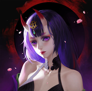 Demon, frumusete, horns, star academy, purple, pink, anime, fantasy, luminos HD wallpaper