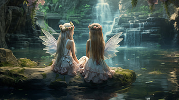 Little Fairy Girl, fairy, lake, AI Art HD wallpaper