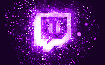 Twitch violet logo, , violet neon lights, creative, violet abstract background, Twitch logo, social network, Twitch HD wallpaper