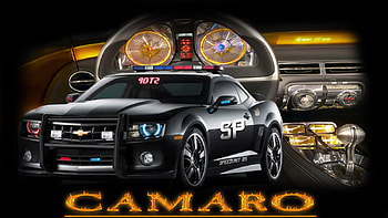 Camaro 5-0, exterior, dashboard, gauges, car, cop, cop car, camaro, gear, interior, lights HD wallpaper
