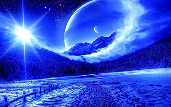 LIGHT from HEAVEN, planet, art, light, field HD wallpaper