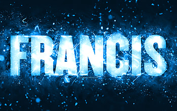 Happy Birtay Francis, , blue neon lights, Francis name, creative, Francis Happy Birtay, Francis Birtay, popular american male names, with Francis name, Francis HD wallpaper