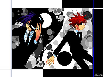 Yin and Yang, white, black, daisuke, suit, dn angel, yin yang, dark, purple, elegant, anime, light, red, cool, dna HD wallpaper