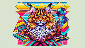 Maine Coon Majesty: Vibrant Ultra, maine coon, cat, colorful, retro, artistic HD wallpaper