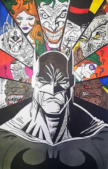 Bat man, art, villans, white, batman HD phone wallpaper