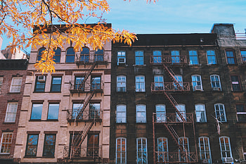 Cities, Windows, Autumn, Building, Ladder, Stairs, Facade HD wallpaper