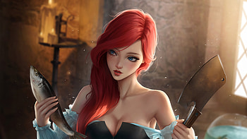Ariel Chopping Fish, artist, artwork, artstation HD wallpaper