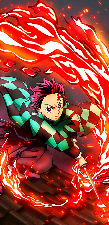Tanjiro Kamado’s Fiery Demon Slayer Anime, Anime, Demon Slayer: Kimetsu no Yaiba, Tanjiro Kamado HD phone wallpaper