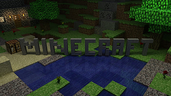 Preview minecraft, house, logo, cubes, resources HD wallpaper