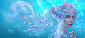 Mermaid, blue, ftt, pesti, underwater, fish, water, siren, fttart, frumusete, gorgeous, girl, summer, superb, f tt, pink, face HD wallpaper