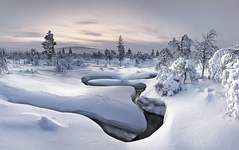 winter river, river, winter, mountains, snow HD wallpaper