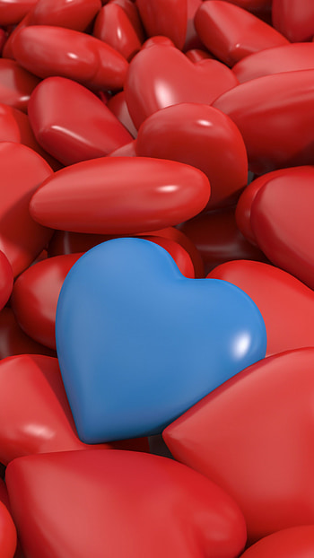 3D heart abstract, Unique design, Visual depth, Dynamic art HD phone wallpaper