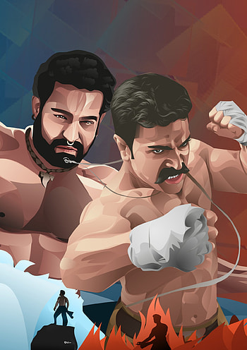 RRR, Ram Charan, art, jr NTR HD phone wallpaper