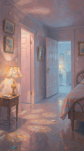 Pastel Dreamcore: Moonlit Bedroom Doorway — , bedroom HD phone wallpaper