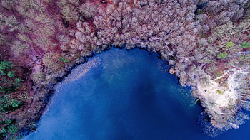 Nature, aerial view, color, lake, forest, colorful HD wallpaper