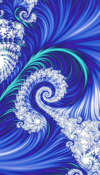 Tidal waves, art, blue, fractal, abstract HD phone wallpaper
