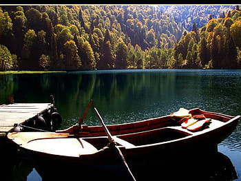 a boat in borcka, borcka, artvin, turkey, karagol HD wallpaper