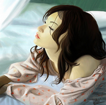 Good Morning, bed, abstract, sunlight, fantasy, girl, beauty HD wallpaper