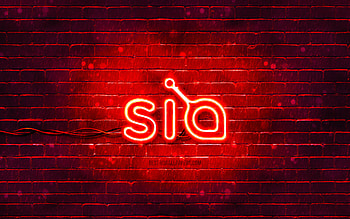 Siacoin red logo, , red brickwall, Siacoin logo, cryptocurrency, Siacoin neon logo, Siacoin HD wallpaper