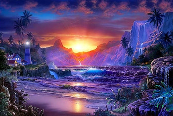 Surrender II, sea, seascapes, beaches, attractions in dreams, paradise, paintings, waterfalls, sunrise, summer, love four seasons, waves, nature, palm trees HD wallpaper