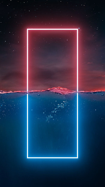 Red and blue, atmosphere, sky, neon, underwater, bubbles, triangle HD phone wallpaper