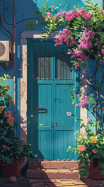 Blooming Entrance, door HD phone wallpaper