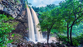 Kapil Dhara Fall, Amarkantak, Madhya Pradesh, India, rocks, cascade, river, landscape, trees, cliff HD wallpaper