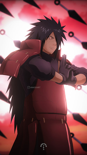 Madara Uchiha, red, Uchihaclan, ANASXART, black hair, Anime, Naruto Shippuuden, Naruto HD phone wallpaper