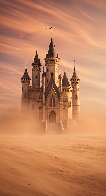 Enchanted Castle Dreamscape – Magical , castle, desert HD phone wallpaper