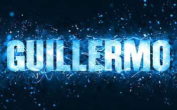 Happy Birtay Guillermo, , blue neon lights, Guillermo name, creative, Guillermo Happy Birtay, Guillermo Birtay, popular american male names, with Guillermo name, Guillermo HD wallpaper