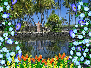 Reflections of Love 5, trees, jesus, christ, flowers, christian, water HD wallpaper