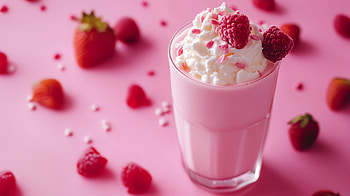 Delicious Kefir Delight: A Ultra, kefir, milkshake, strawberry, raspberry, dessert HD wallpaper