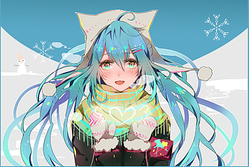 Winter, long hair, hatsune miku, anime HD wallpaper