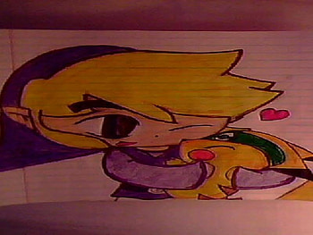 Pikacute Request!-Vio and Pikachu, purple, art, video games, zelda, pikachu, heart, vio, pokemon HD wallpaper