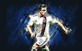 Xherdan Shaqiri, Olympique Lyon, Swiss Footballer, Midfielder, Blue Stone Background, Ligue 1, Football, Olympique Lyonnais HD wallpaper