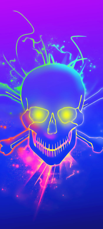 Glowing Skull, neon HD phone wallpaper