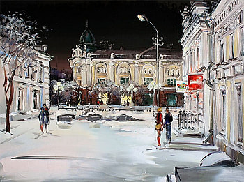 A. Solomyannaya (Odessa) - New Year's Eve, winter, painting, art, building, a solomyannaya HD wallpaper