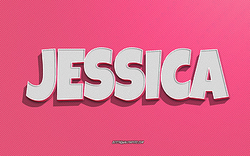 Jessica, pink lines background, with names, Jessica name, female names, Jessica greeting card, line art, with Jessica name HD wallpaper