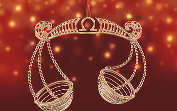 Zodiac ~ Libra, golden, libra, zodiac, red, fantasy HD wallpaper