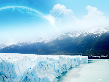 A Dreamy World, clouds, mountains, moon, ice HD wallpaper