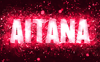 Happy Birtay Aitana, , pink neon lights, Aitana name, creative, Aitana Happy Birtay, Aitana Birtay, popular american female names, with Aitana name, Aitana HD wallpaper