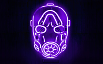 Borderlands psycho mask , Neon black background, Graphic design, Distinct visual style HD wallpaper