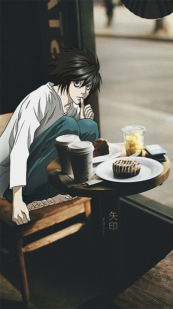 Anime boy, , , android, coffee, L Death Note, Death note, android , L, ios, anime reality HD phone wallpaper