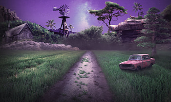 Dead end, road, landscape, fantasy, artwork HD wallpaper