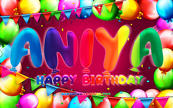 Happy Birtay Analia, , colorful balloon frame, Analia name, purple background, Analia Happy Birtay, Analia Birtay, popular american female names, Birtay concept, Analia HD wallpaper
