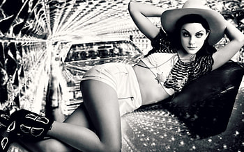 Jessica Stam, white, black, model, cowgirl, girl, hat, woman HD wallpaper